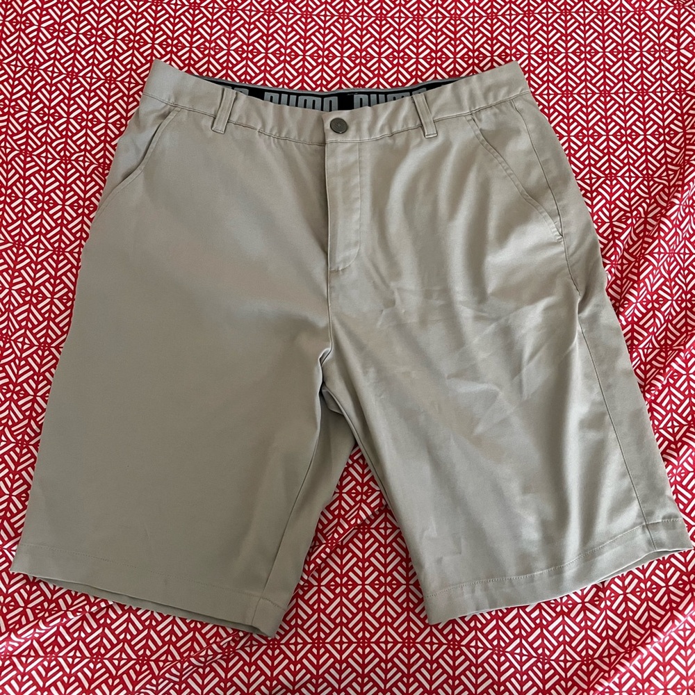 Puma Men's Khaki Flat Front Shorts